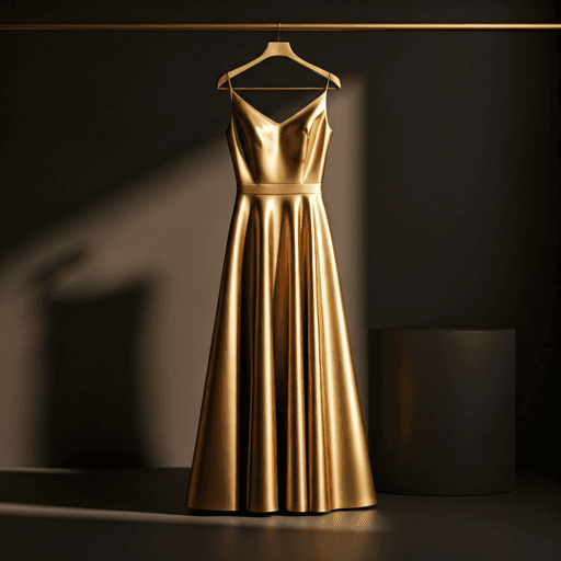 High-end minimalist fashion boutique interior with designer dress